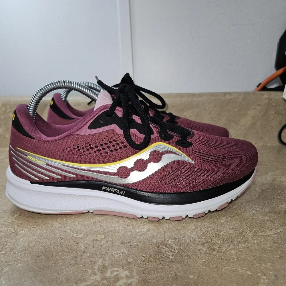 Saucony Ride Shoes Womens‎ Size 8.5 Purple PWRRUN Running Sneakers S10650-18